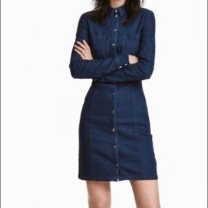 H&M Divided stretch denim fitted shirt dress